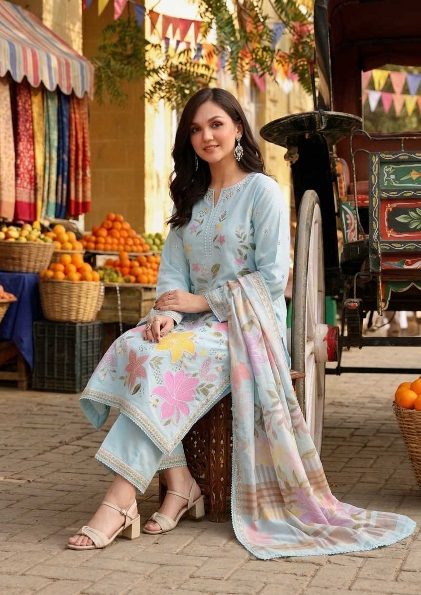 Pure lawn hit code 3p fancy 018