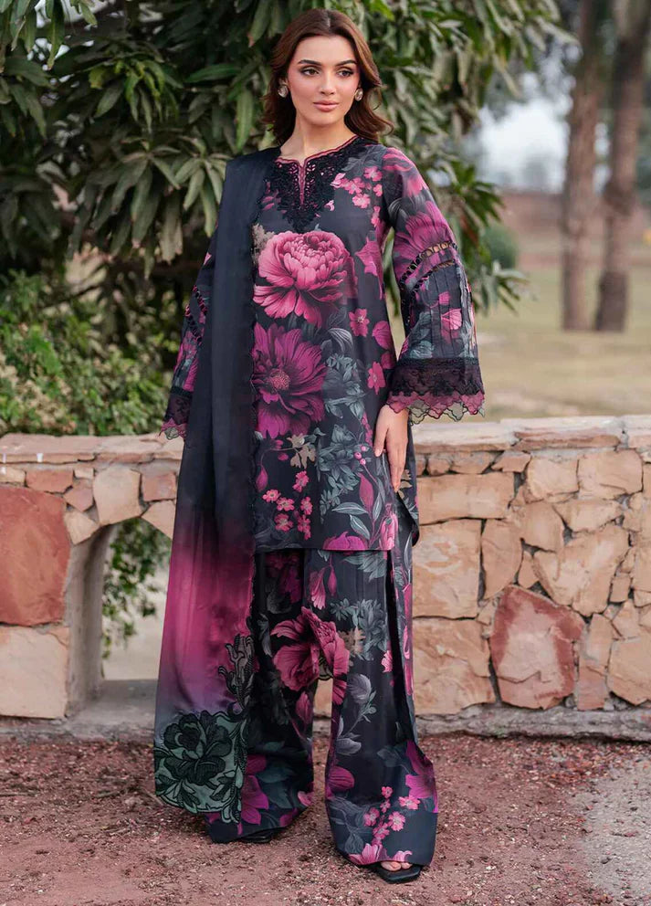 Lawn 3p Suit Allover Shirt Trouser with digital voil lawn dupatta 9518