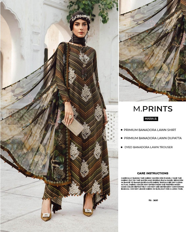 3pc Bana Dora Lawn Allover Shirt Trouser with digital dupatta 9566